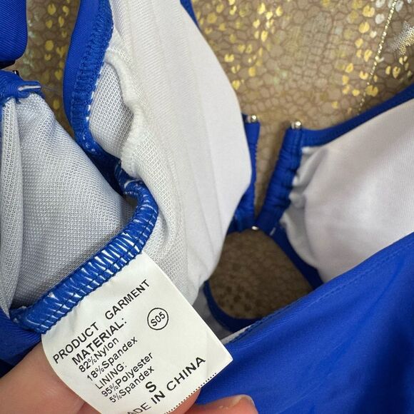 Bright Royal Blue V Neck Cutout One Piece Swimsuit Small NWOT - Picture 6 of 7